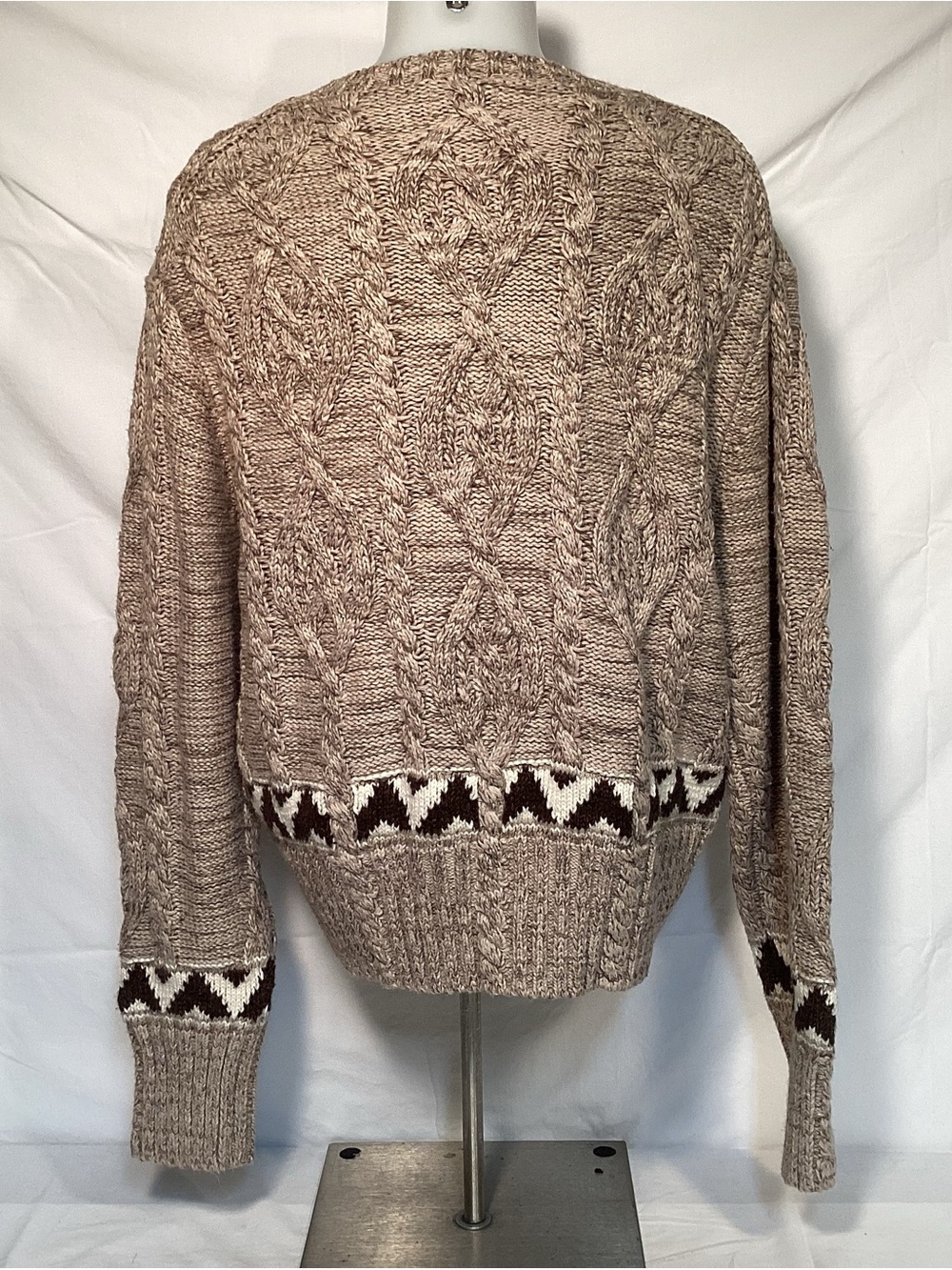 Polo Ralph Lauren Women’s Cable Knit Sweater Aztec Design Trim Size XL - Picture 5 of 15